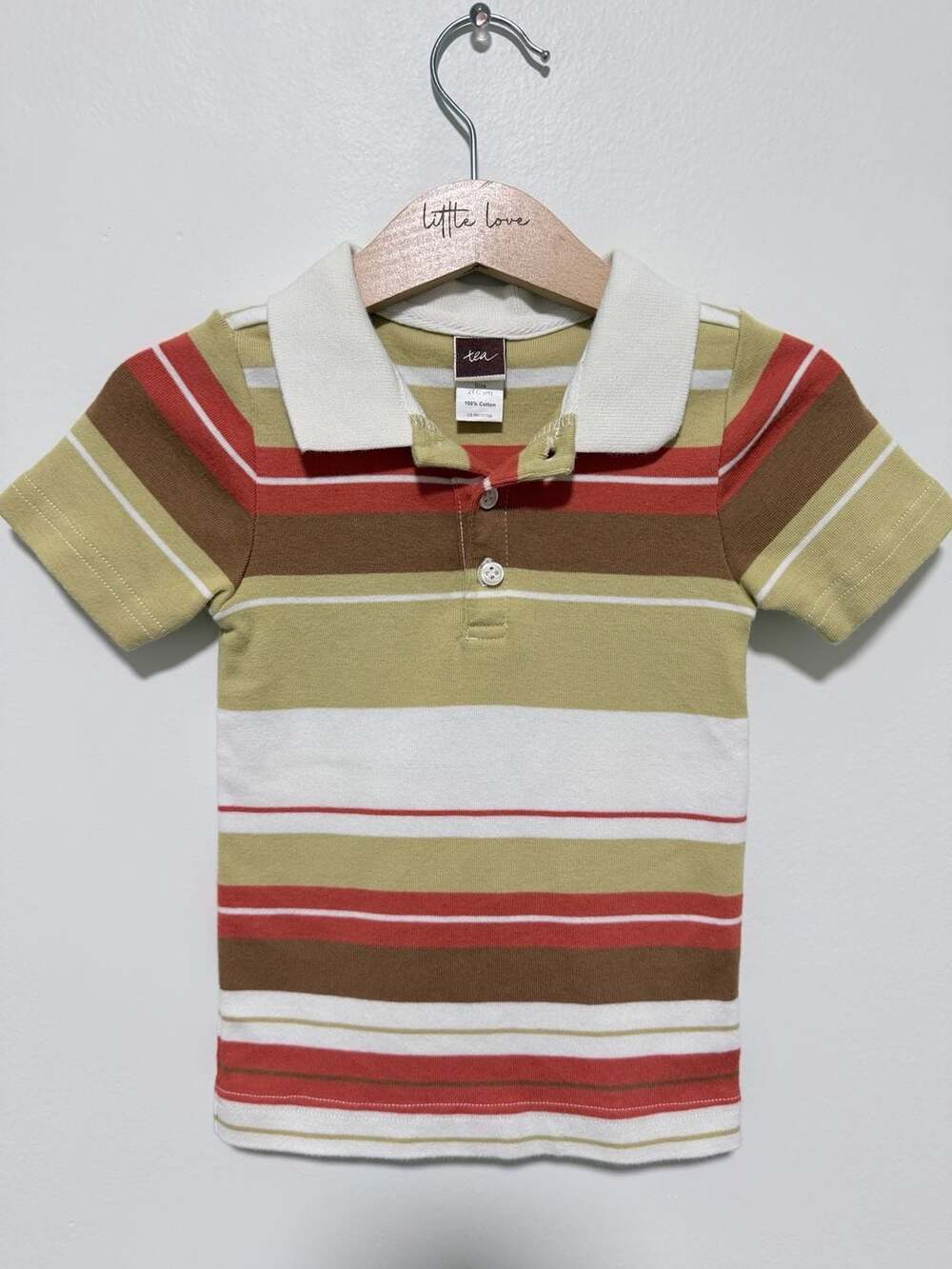 Tea Polo Shirt Size 2T Multi Color Striped Cotton
